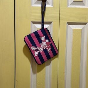 Disney Pink and Navy Mini Mouse Striped Clutch